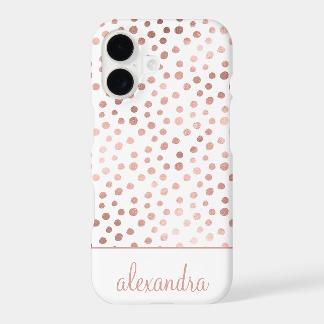 Blush Pink - Rose Gold Polka Dot Pattern Monogram Iphone Case (Back)