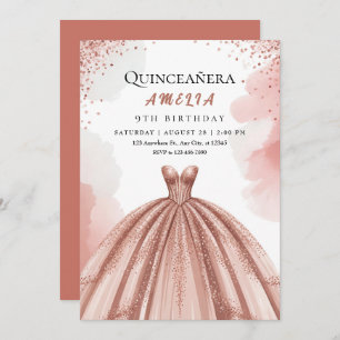 Blush Pink & Rose Gold Princess Birthday Invitation