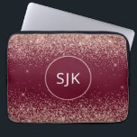 Blush Pink Rose Gold Red Burgundy Glitter Monogram Laptop Sleeve<br><div class="desc">Blush Pink - Rose Gold and Burgundy Red Faux Glitter and Sparkle Elegant Monogrammed Initials Case. This case can be customized to include your initial and first name.</div>