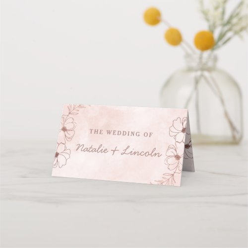 Blush Pink  Rose Gold Reserved Seating Wedding Place Card