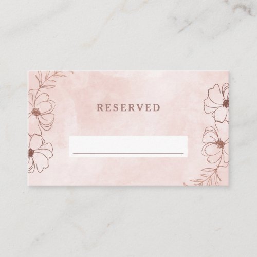 Blush Pink  Rose Gold Reserved Seating Wedding Place Card
