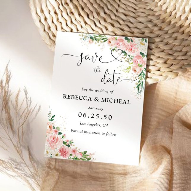 Blush Pink Rose Gold Save The Date Cards (Creator Uploaded)