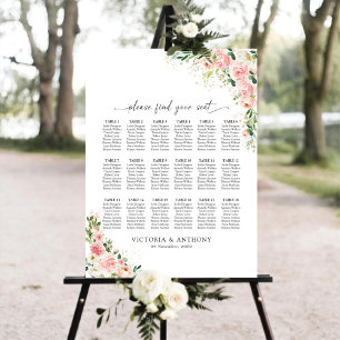 Blush Pink Rose Gold Seating Chart Foam Board