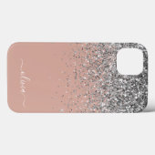 Blush Pink Rose Gold Silver Glitter Monogram Case-Mate iPhone Case (Back (Horizontal))