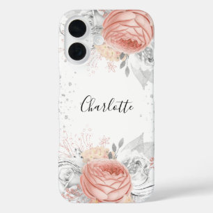 Blush pink rose gold silver white name iPhone 16 case
