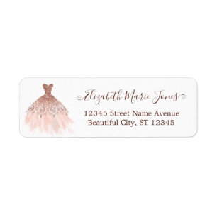 Blush Pink Rose Gold Sparkle Dress Girly Script Label
