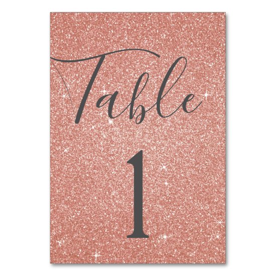 Blush Pink - Rose Gold Sparkle Table Number