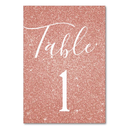 Blush Pink - Rose Gold Sparkle Table Number | Zazzle.com