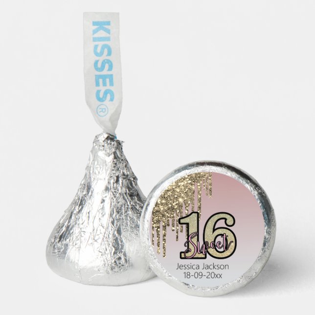Blush Pink  Rose Gold Sweet Sixteen Hershey®'s Kisses® (Front)