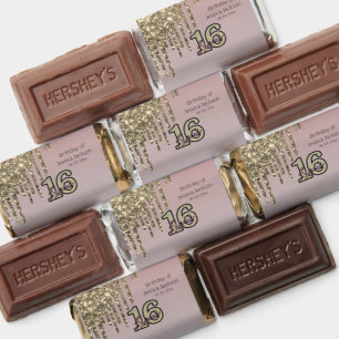 Blush Pink  Rose Gold Sweet Sixteen Hershey's Miniatures