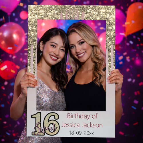 Blush Pink Rose Gold Sweet Sixteen Selfie Frame