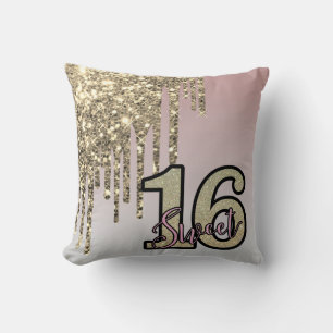 Blush Pink Rose Gold Sweet Sixteen Throw Pillow
