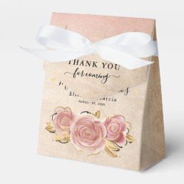 Blush Pink Rose Gold Thank You Birthday Party Favor Boxes