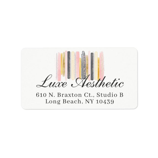 Blush Pink & Rose Gold Watercolor Paint Address Label (Front)