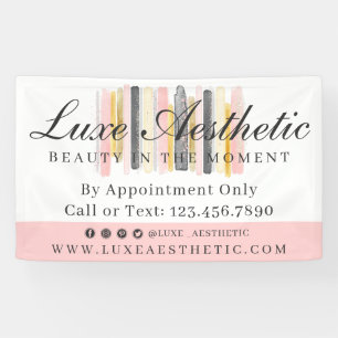 Blush Pink & Rose Gold Watercolor Paint Strokes Banner