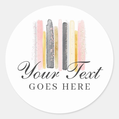 Blush Pink  Rose Gold Watercolor Paint Strokes Classic Round Sticker