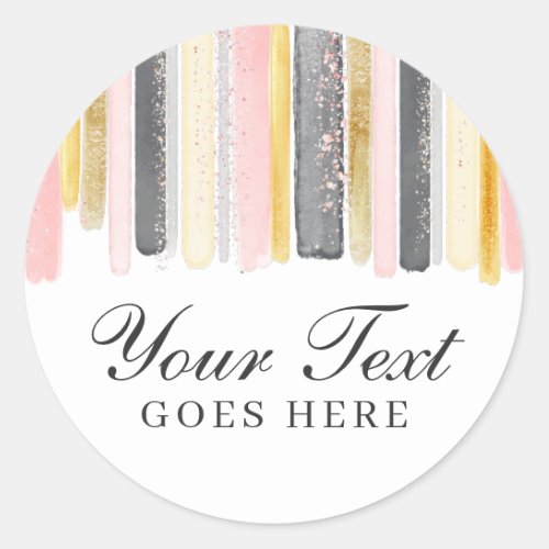 Blush Pink  Rose Gold Watercolor Paint Strokes Classic Round Sticker