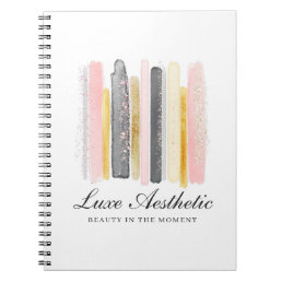 Blush Pink &amp; Rose Gold Watercolor Paint Strokes Notebook