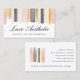 Blush Pink & Rose Gold Watercolor Sparkle Paint Business Card