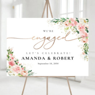 Blush Pink Rose Gold We Are Engaged Foam Board