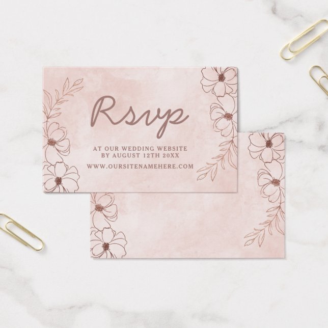 Blush Pink & Rose Gold Website RSVP Insert Cards (Office)