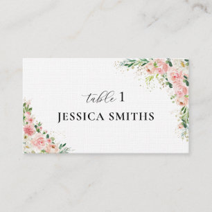 Blush Pink Rose Gold Wedding Ceremony Flat Place Card