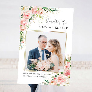 Blush Pink Rose Gold Wedding Ceremony Photo Prop Foam Board