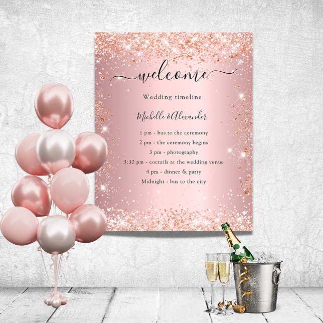 Blush pink rose gold wedding program foam board (Creator Uploaded)