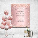 Blush pink rose gold wedding program poster<br><div class="desc">A modern,  elegant wedding program,  timeline.  Blush pink background decorated with rose gold faux glitter sparkles. Personalize and add your names and wedding details. Black colored letters.  If you have more text it's possible to reduce the line space.</div>
