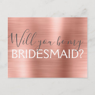 Blush Pink - Rose Gold Will You be my Bridesmaid Invitation Postcard