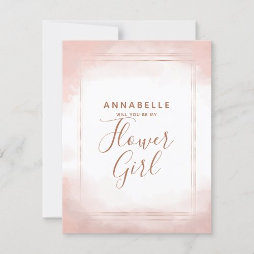 Blush Pink  Rose Gold Will You Be My Flower Girl Invitation