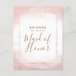 Blush Pink Rose Gold Will You Be My Maid of Honor Invitation