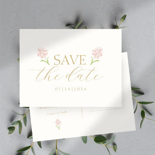 Blush Pink Rose & Ivory Wedding Save the Date  Postcard