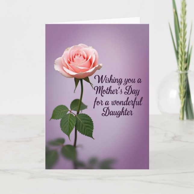 Blush Pink Rose Mothers Day Card (Front)