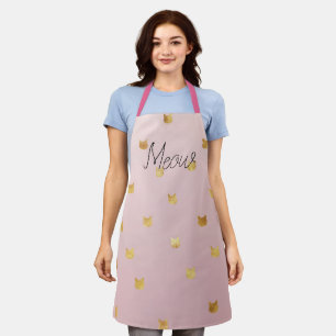 Blush Pink Rose Ombre Gold Cats Apron