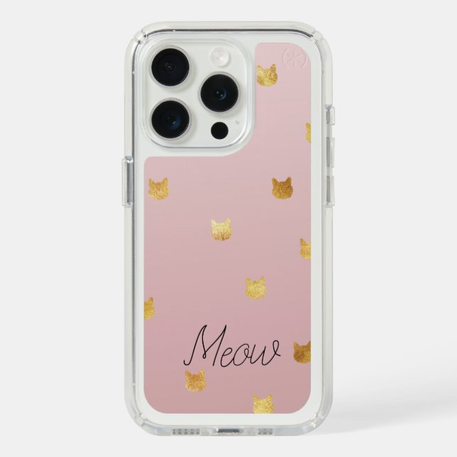 Blush Pink Rose Ombre Gold Cats Speck iPhone Case (Front (White Titanium))