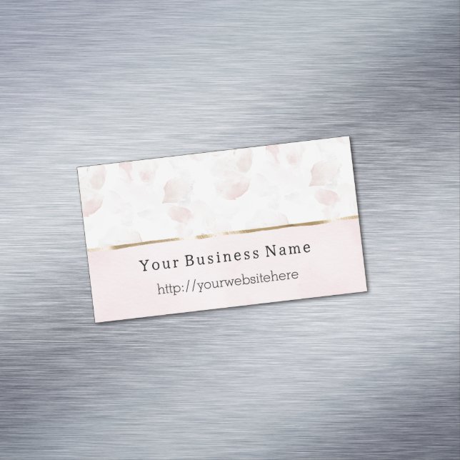 Blush Pink Rose Petal Floral Business name website Business Card Magnet (In Situ)