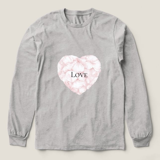 Blush Pink Rose Petals Heart Tri-Blend Shirt (Design Front)