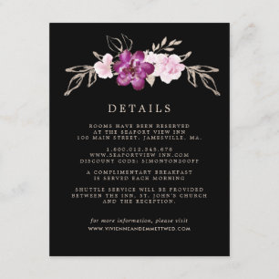 Blush Pink Rose Purple GoldWedding Guest Details Enclosure Card