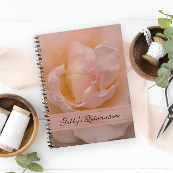 Blush Pink Rose Quinceañera Guest Book by loraseverson at Zazzle