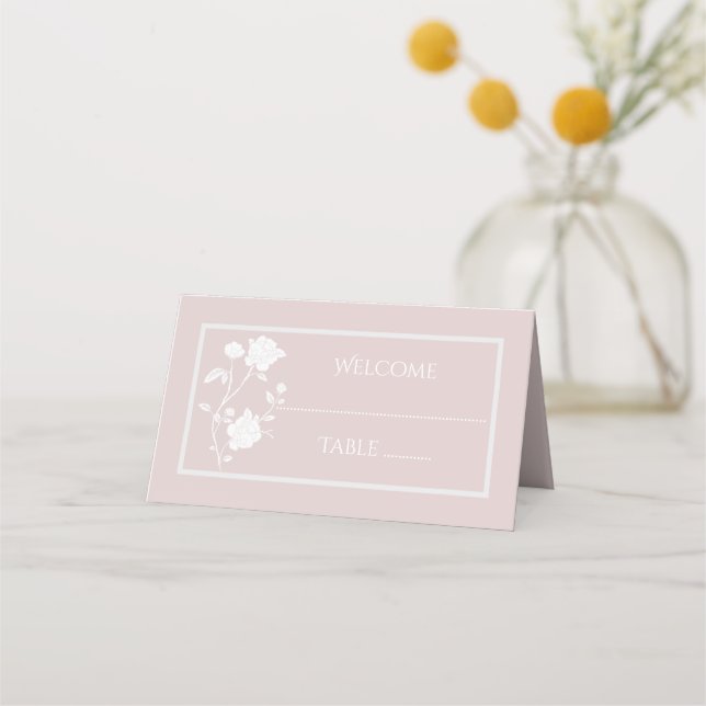 Blush Pink Rose Reception Place Card (Front)