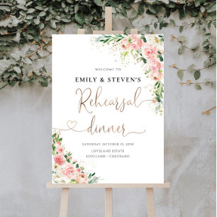 Blush Pink Rose Rehearsal Dinner Foam Board