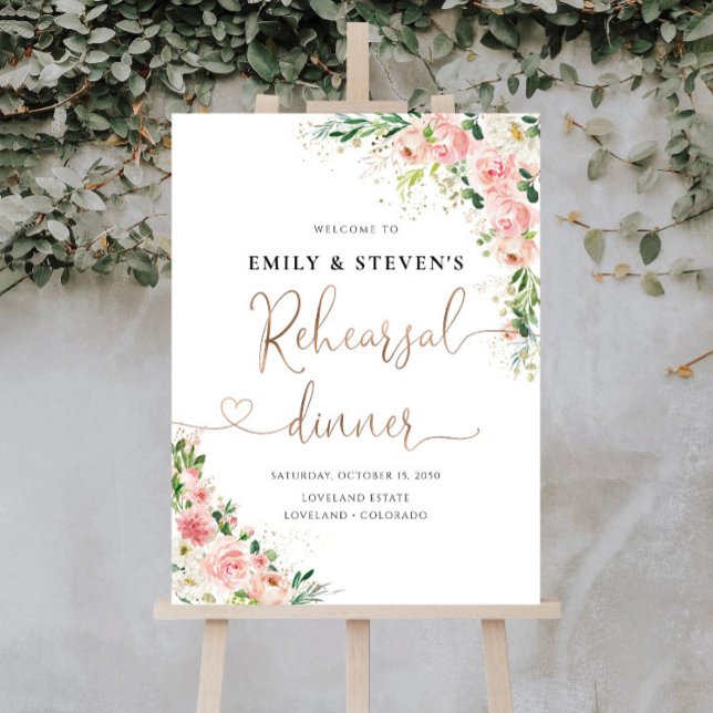 Blush Pink Rose Rehearsal Dinner Foam Board (Creator Uploaded)