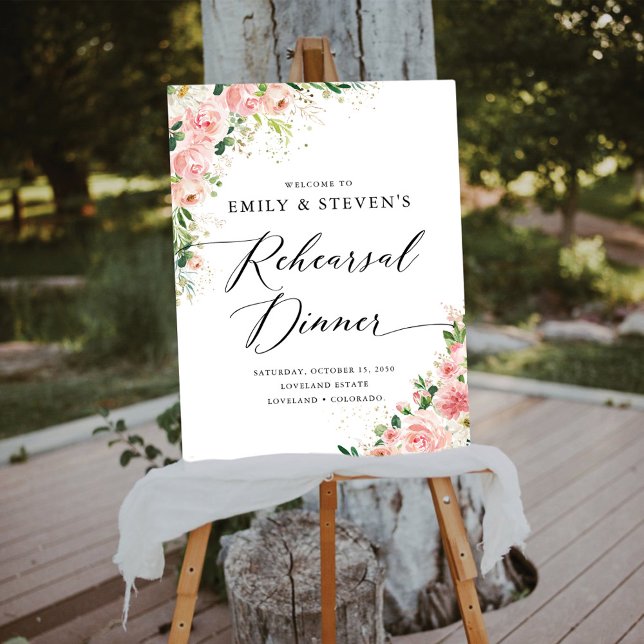 Blush Pink Rose Rehearsal Dinner Foam Boards (Creator Uploaded)