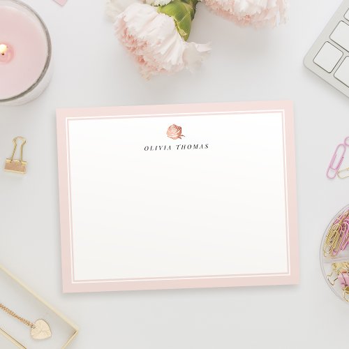 Blush pink rose retro personalized Stationery Note Card