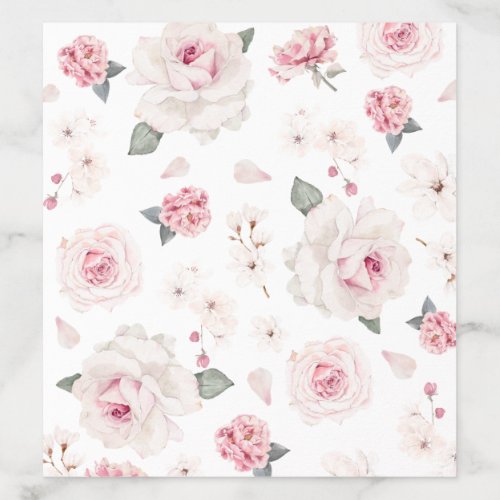 Blush Pink Rose Rustic Floral Wedding Envelope Liner