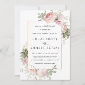 Blush Pink Rose Rustic Floral Wedding Invitation (Front)