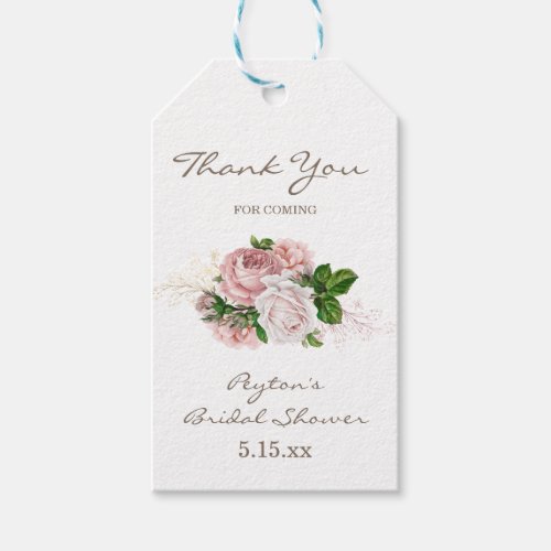 Blush Pink Rose Vintage Floral Bridal Shower Gift  Gift Tags