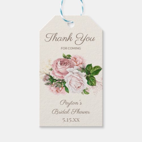 Blush Pink Rose Vintage Floral Bridal Shower Gift Tags