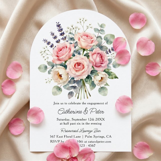 Blush Pink Rose Watercolor Engagement Party Invitation (Creator Uploaded)